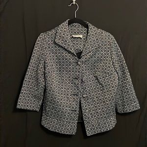 Vintage cropped coat with gold and blue embroidery on black